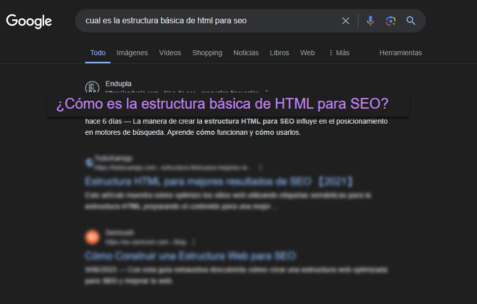 ¿Cómo es la estructura básica de HTML para SEO?, Endupla SEO Growth Partners Estructura básica Html para SEO etiqueta meta título