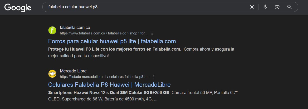 Google retiró contenido de Mercado Libre de los resultados de búsqueda por uso indebido de la palabra Falabella, Endupla SEO Growth Partners Resultado de búsqueda de Mercado Libre haciendo uso indebido de la marca Falabella